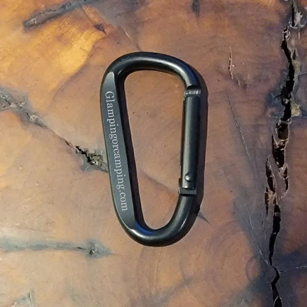 Engraved Black Carabiner Keychain Ring - Personalized Camping Carabiner